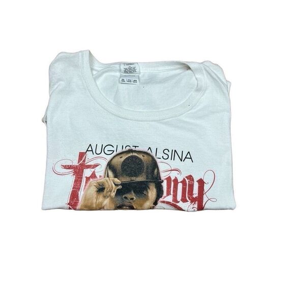 Gildan Mens White Graphic Print August Alsina Short Sleeve Tee 2XL - Picture 2 of 7